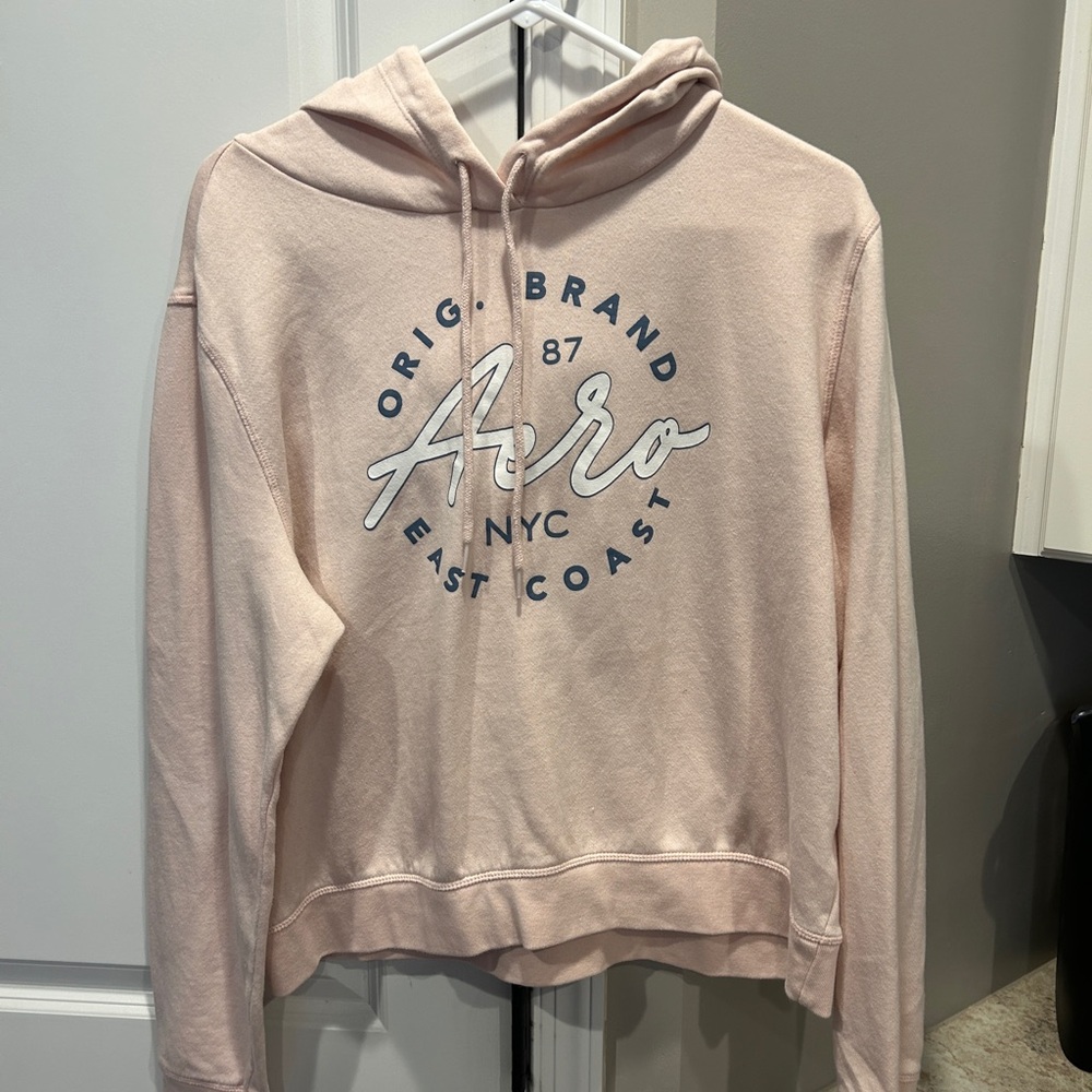 Aeropostale Hoodie Sweatshirt Cropped Pink Size XL